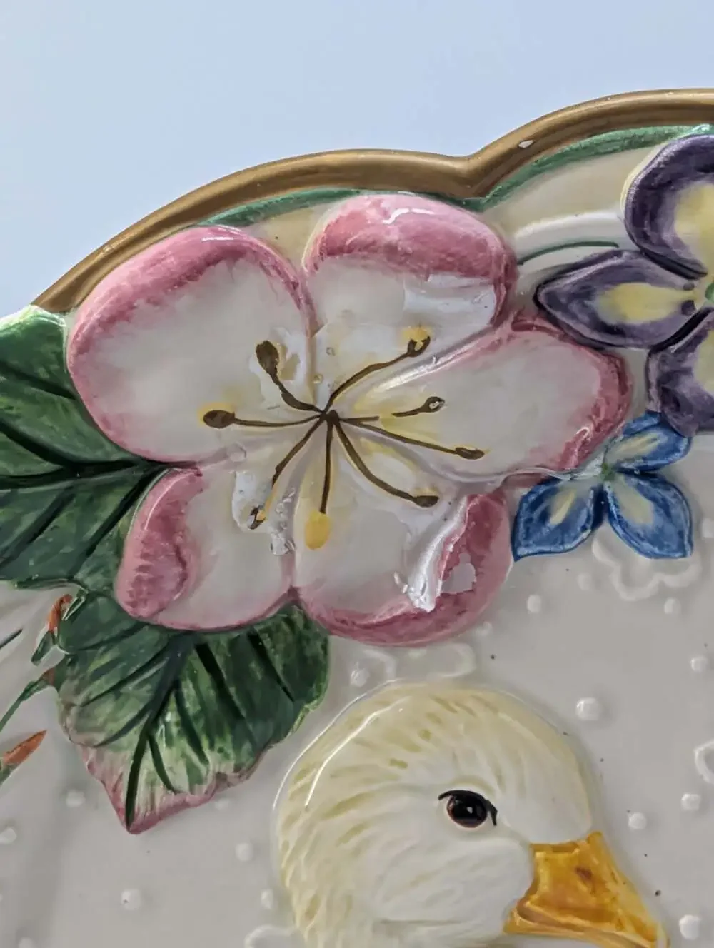 Vintage Fitz and Floyd Classics 3D Spring Easter Duck Chick and Floral Decorativ